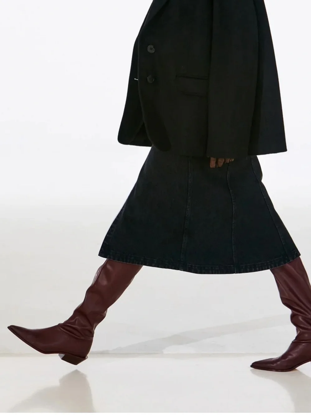Tibi Boots Faux Nappa Leather Stretch Knee High in Burgundy